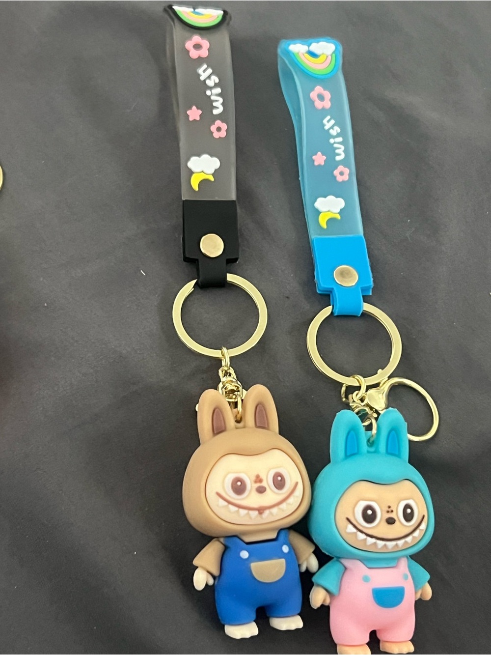 Labubu Cute Bunny Character Keychain - set of 2 Blue & Pink